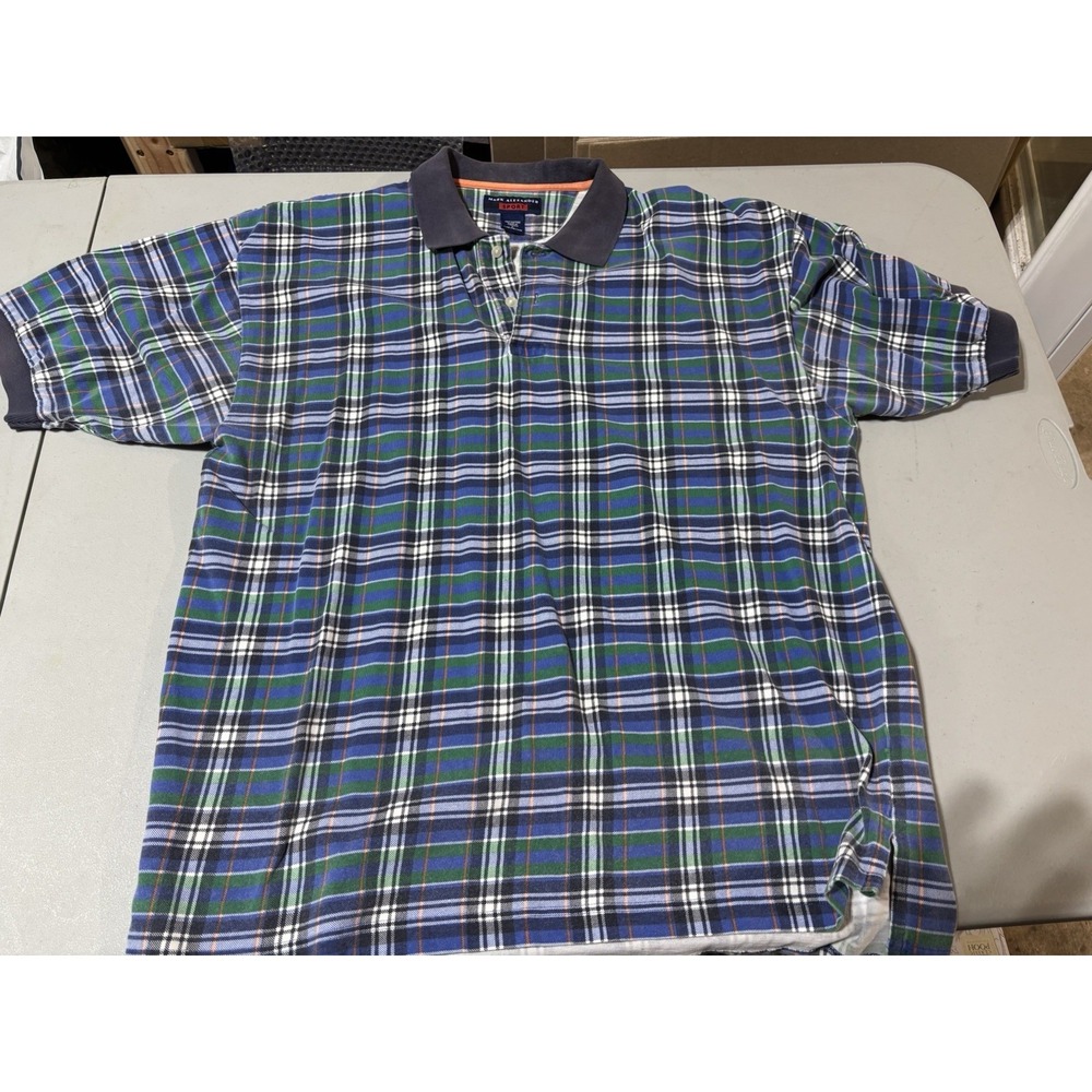 Mark Alexander Sport Mens Striped Plaid Polo L 90s